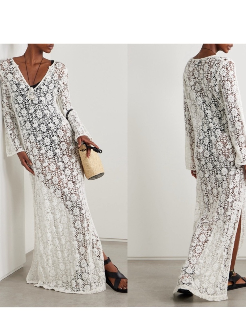 NILI LOTAN Della crocheted cotton maxi dress